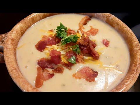 American cuisine: Baked potato soup/Суп из запеченного картофеля