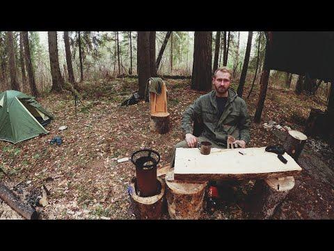 Лагерь в лесу 2/Куриный суп/Раковина из бревна |  Camp in the woods 2/Chicken soup/Sink from a log.