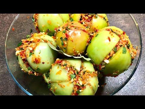 Зелени домати, мариновани по арменски - пикантни бомбички / Зелёные помидоры, по-армянски