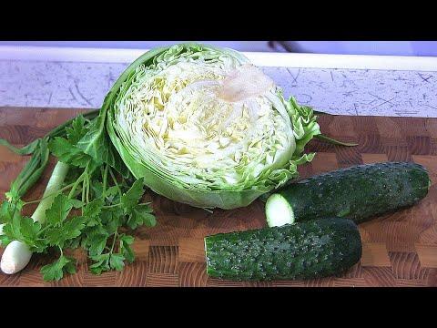 Самый ПРОСТОЙ зелёный летний САЛАТ из капусты Буквально за 5 минут свежий овощной салат на столе !