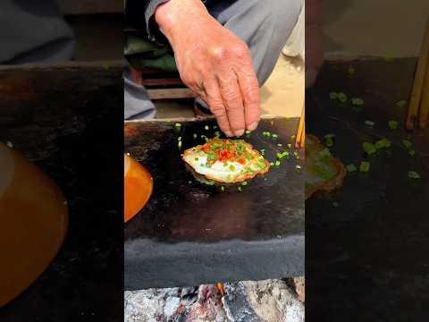 Chinese Burger Omelette eggs outdoors