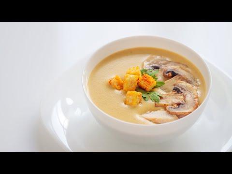 Сырный крем суп с шампиньонами и курицей / Cheesy soup with chicken