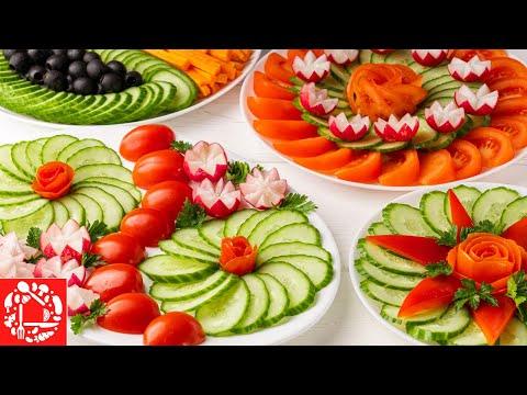 5 Красивых овощных нарезок на Праздничный стол! Как красиво нарезать Овощи обычным ножом!