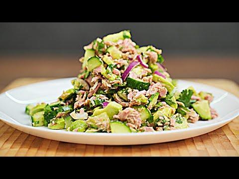 Мало кто знает этот рецепт! НОВЫЙ салат! Вкусный и простой салат из тунца, огурца и авокадо