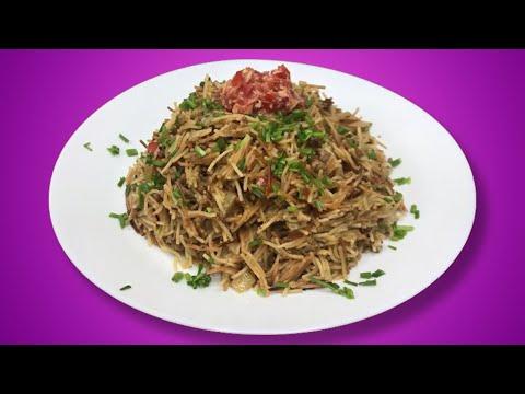Рецепт блюда без использования ножа - Жареные макароны с мясом