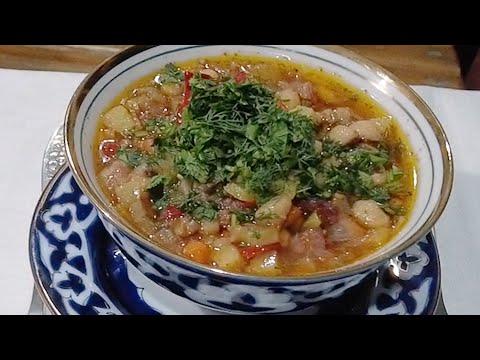 Узбекский суп из белой фасоли 