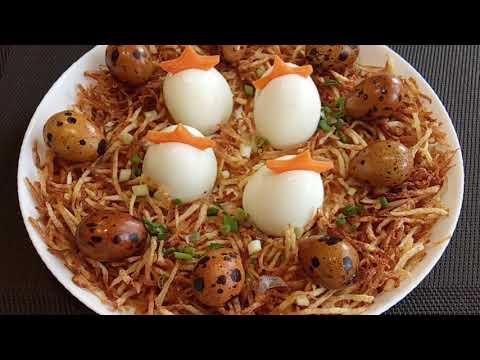 Закуска из Яиц Цыплята в гнезде/Фаршированные яйца/Как приготовить картофель Пай!!!