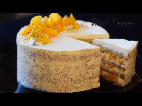 Торт с персиками и сливочным кремом | Шеф Black Pepper