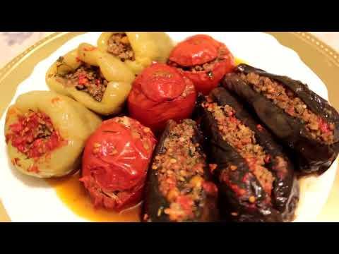 Долма из Баклажана, Перца и Помидора! Азербайджанская Кухня! Uc baci dolmasi