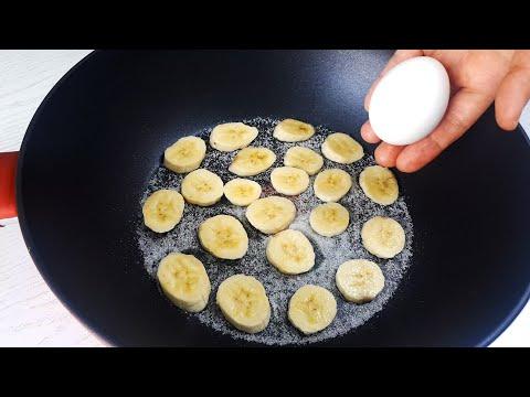 Рецепт с 1 яйцом! Рецепт с одним бананом. Блюда из бананов на сковороде. Рецепт пирога с одним яйцом