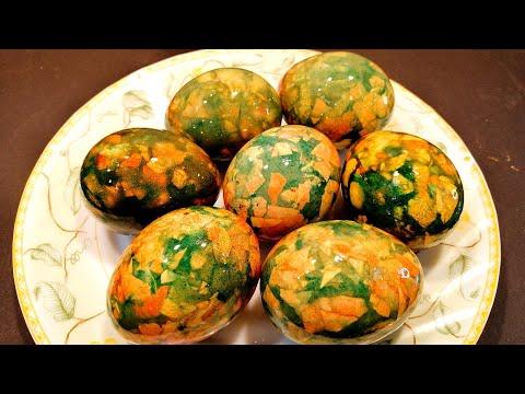 Как КРАСИВО и ПРОСТО покрасить Яйца на Пасху БЕЗ Красителей/МАЛАХИТОВЫЕ Яйца
