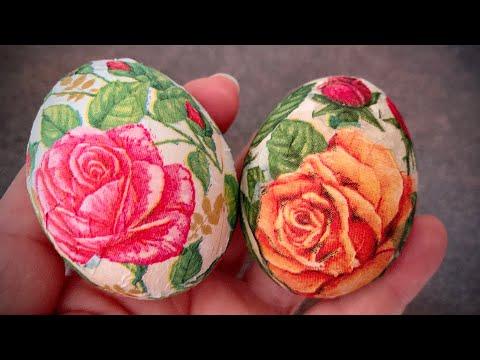 Великденски яйца украсени с техника декупаж - трябват ви само красиви салфетки и яйца