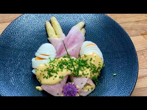 Spargel, gekochter Schinken, Eier und Mayonnaise - ein Klassiker - Untertitel