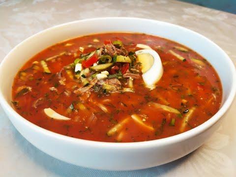 Холодный суп на томатном соке. (Авторский рецепт)