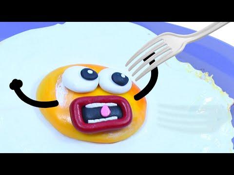 How PEA PEA Enjoys Omelette Eggs - Stop Motion Play Doh Cartoons