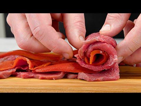 Букет для любителей мяса! Как красиво приготовить мясо в виде цветов