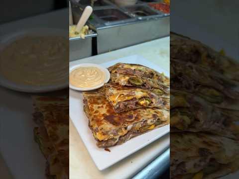 The DOUBLE STACKED SPICY SHORT RIB QUESADILLA from Elm Street Diner in Stamford, CT! 