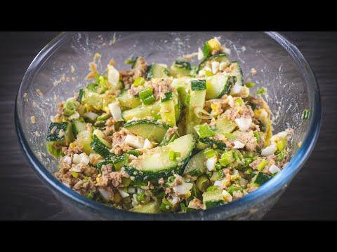 Салат с тунцом и огурцом / Простой и вкусный рецепт салата