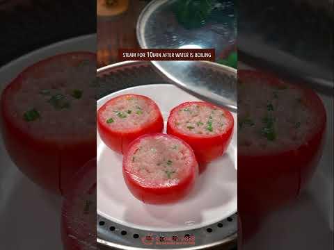 EASY & QUICK MEAT-STUFFED TOMATOES RECIPE #recipe #cooking #tomato #chinesefood #vegetables