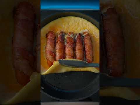 i deep fried bacon wrapped cheesy hot dogs in eggs #shorts
