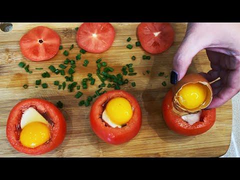 Просто положите яйцо в помидор и вы будете довольны! Рецепт завтрака.