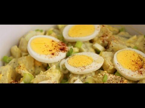 Салат из картошки с яйцами горчицей и зеленью