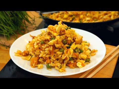 Рис по-китайски! Жареный с яйцом, курицей и овощами