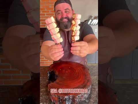 Queijo coalho com bacon feito na churrasqueira