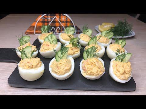 Фаршированные яйца с креветками | Блюда с креветками | Рецепты просто