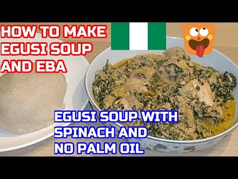 HOW TO MAKE EBA AND EGUSI SOUP|EGUSI SOUP WITH SPINACH|EGUSI SOUP WITHOUT PALM OIL|#NIGERIANFOOD|EBA