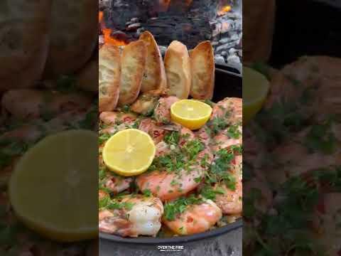 Garlic Shrimp Scampi ASMR | Over The Fire Cooking by Derek Wolf