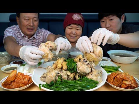 중복을 맞아 가마솥에 푹 끓인 삼계탕 먹방! (Samgyetang, chicken soup with ginseng) 요리&먹방!! - Mukbang eating show