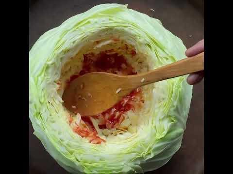 Huge baked stuffed cabbage 